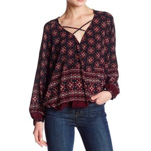 Harlowe & Graham Cross Neck Wrap Blouse